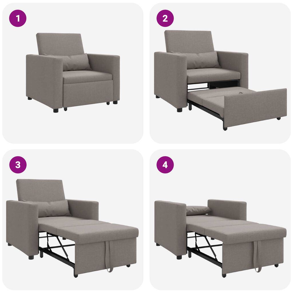 vidaXL Μονός καναπές-κρεβάτι Taupe 90 x 165 x 87 εκ. ύφασμα