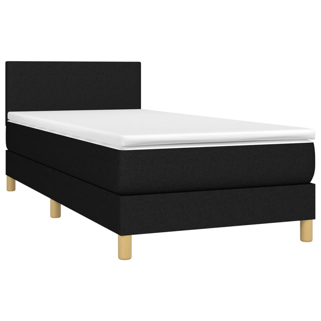 vidaXL Κρεβάτι Boxspring με Στρώμα & LED Μαύρο 80x200 εκ. Υφασμάτινο