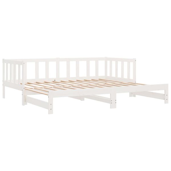 vidaXL Καναπές Κρεβάτι Συρόμενος Λευκός 2x(90x200) εκ. Μασίφ Πεύκο