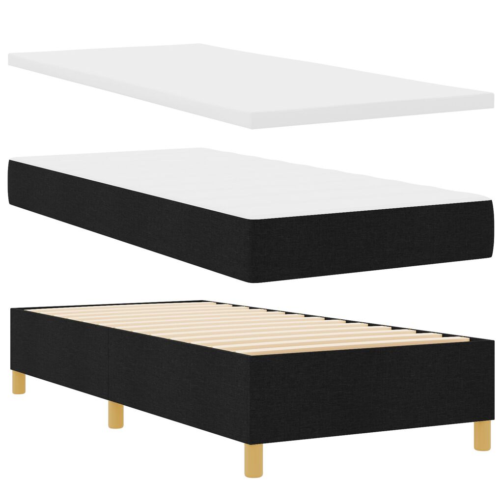 Κρεβάτι με ελατήρια και στρώμα vidaXL Μαύρο 90x190 cm Υφασμάτινο