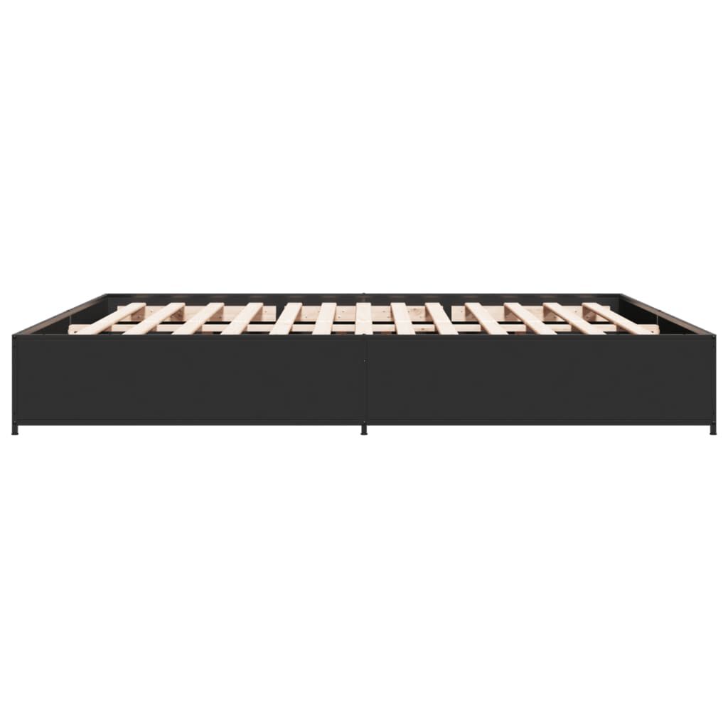 vidaXL Πλαίσιο Κρεβατιού Μαύρο 160 x 200 εκ. Επεξ. Ξύλο & Μέταλλο