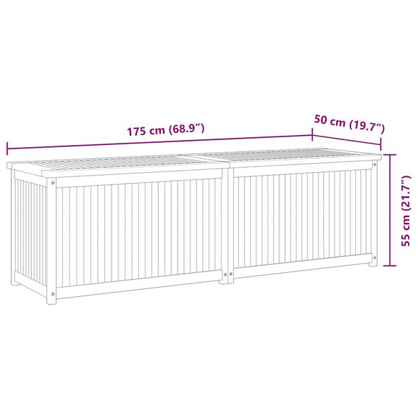 vidaXL Μπαούλο Κήπου 175 x 50 x 55 εκ. από Μασίφ Ξύλο Teak