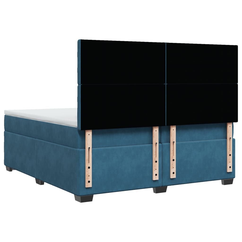 vidaXL Κρεβάτι Boxspring με Στρώμα Μπλε 200x200 εκ. Βελούδινο
