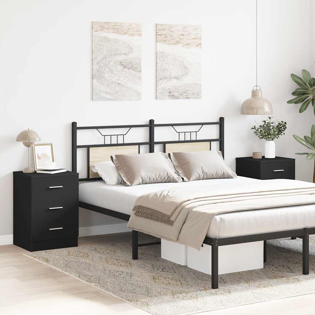 vidaXL Κομοδίνα 2 τεμ. Μαύρα 38 x 35 x 56 εκ. από Επεξ. Ξύλο