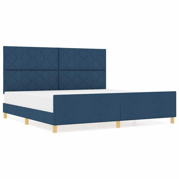 vidaXL Σκελετός Κρεβατιού με κεφαλάρι Μπλε 200 x 200 cm ύφασμα