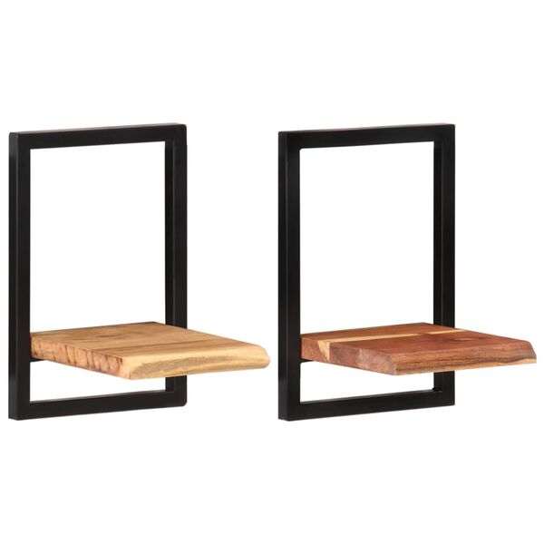 vidaXL Ράφια Τοίχου 2 Τεμ. 25x25x35 εκ. Μασίφ Ξύλο Ακακίας & Ατσάλι