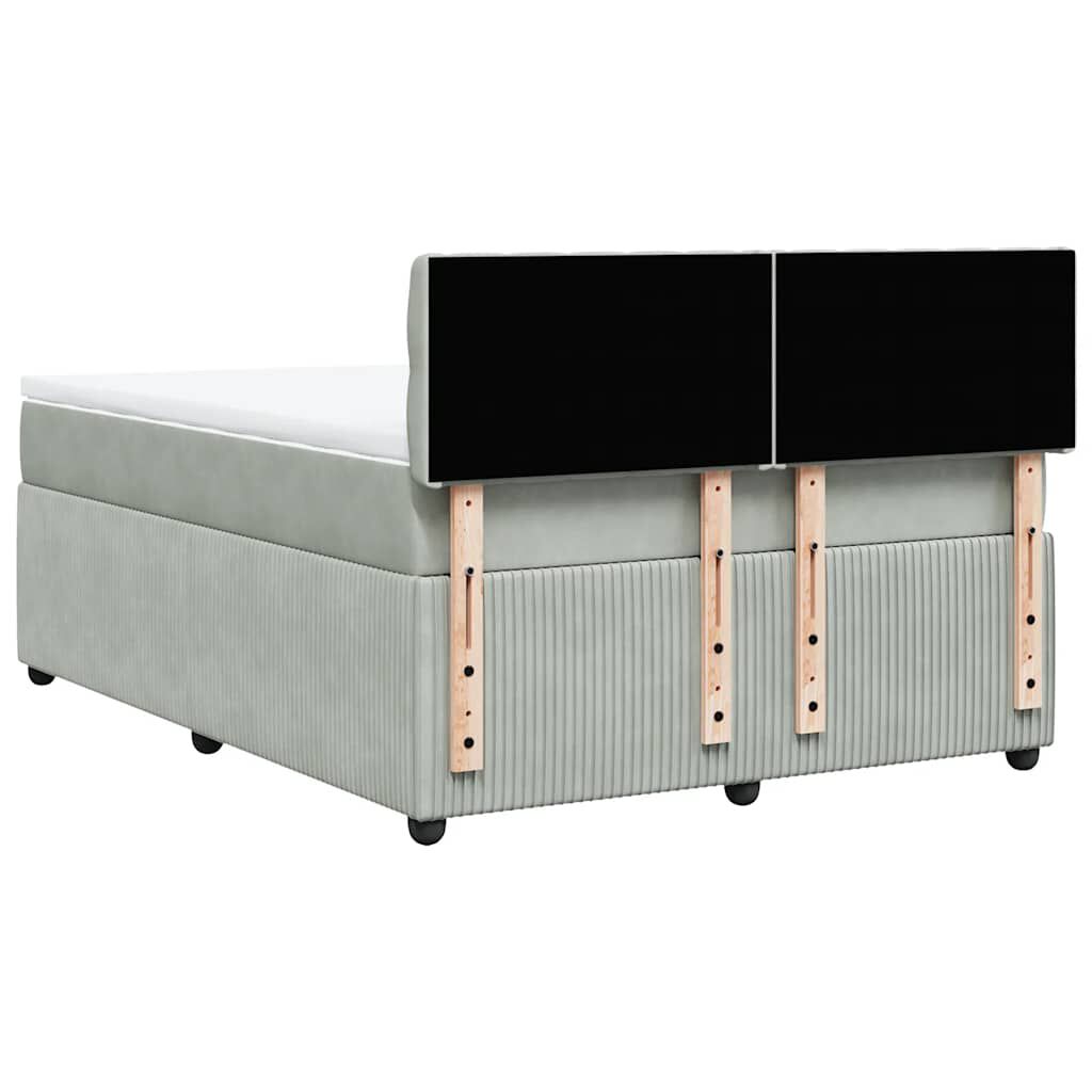 vidaXL Κρεβάτι Boxspring με Στρώμα Ανοιχτό Γκρι 140x200 εκ. Βελούδινο