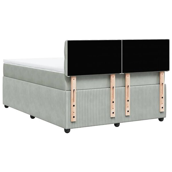 vidaXL Κρεβάτι Boxspring με Στρώμα Ανοιχτό Γκρι 140x200 εκ. Βελούδινο