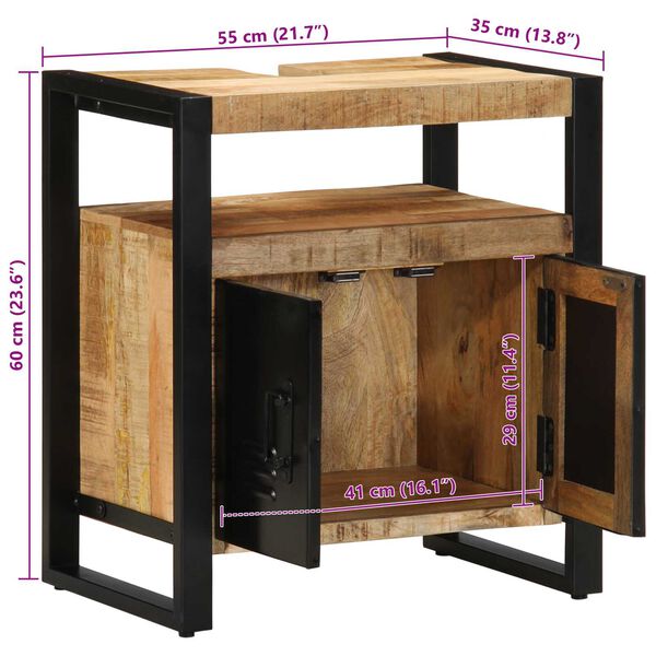 vidaXL Ντουλάπι νιπτήρα 55x35x60 cm από μασίφ ακατέργαστο ξύλο πεύκου