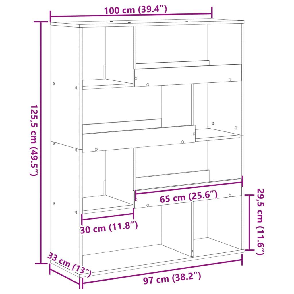 vidaXL Βιβλιοθήκη/Διαχωριστικό Χώρου Δρυς 100x33x125,5 εκ. Επεξ. Ξύλο