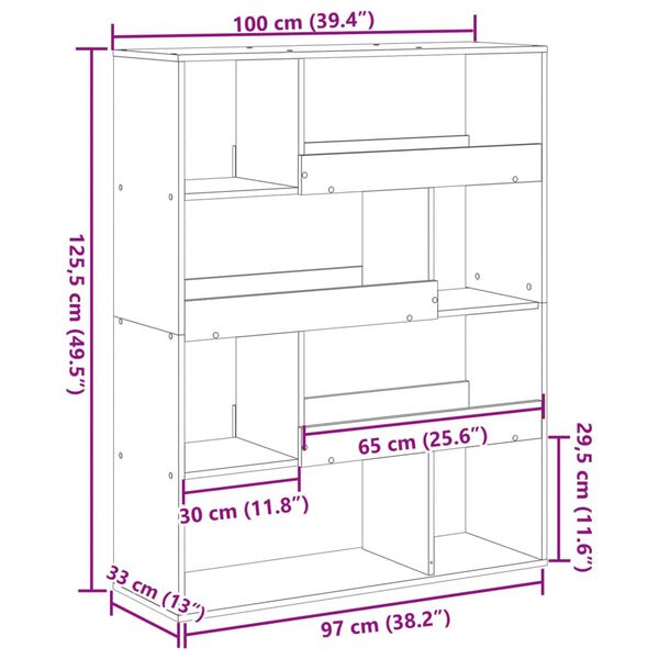 vidaXL Βιβλιοθήκη/Διαχωριστικό Χώρου Δρυς 100x33x125,5 εκ. Επεξ. Ξύλο