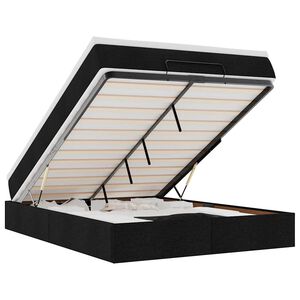 vidaXL Οθωμανικό κρεβάτι με στρώμα Μαύρο 140x190cm Ύφασμα