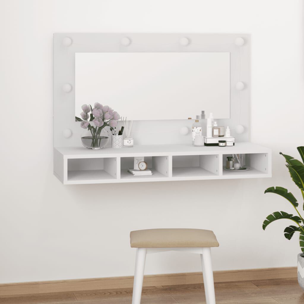 vidaXL Έπιπλο Καθρέπτη με LED Λευκό 90x31,5x62 εκ.
