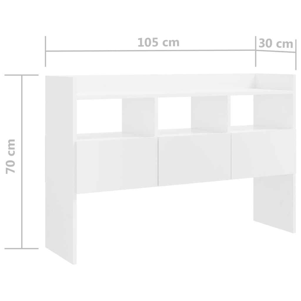 vidaXL Μπουφές Γυαλιστερό Λευκό 105 x 30 x 70 εκ. από Επεξ. Ξύλο