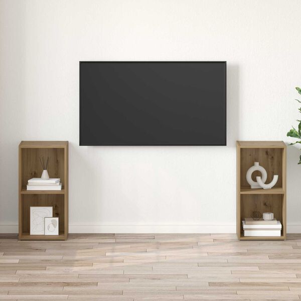 vidaXL Σετ επίπλου τηλεόρασης 2 pcs Χειροποίητη δρυς 72 x 35 x 36.5 cm