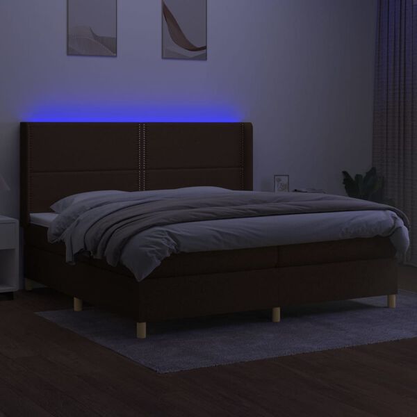 vidaXL &Kappa;&rho;&epsilon;&beta;ά&tau;&iota; Boxspring &mu;&epsilon; &Sigma;&tau;&rho;ώ&mu;&alpha; & LED &Sigma;&kappa;.&Kappa;&alpha;&phi;έ 200x200&epsilon;&kappa;. &Upsilon;&phi;&alpha;&sigma;&mu;ά&tau;&iota;&nu;&omicron;