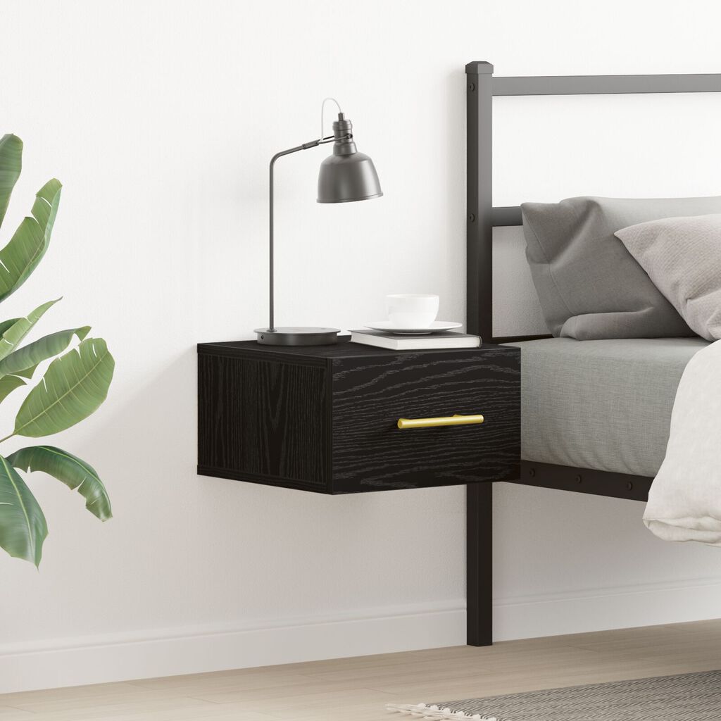 vidaXL Κομοδίνο Τοίχου Μαύρη Δρυς 35x35x20 εκ.