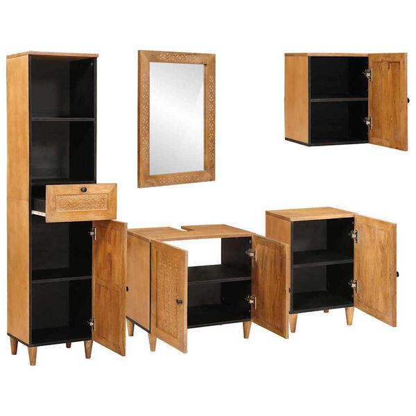 vidaXL Σετ Επίπλων Μπάνιου με συρτάρι 5 pcs Καφέ 38 x 33 x 160 εκ.