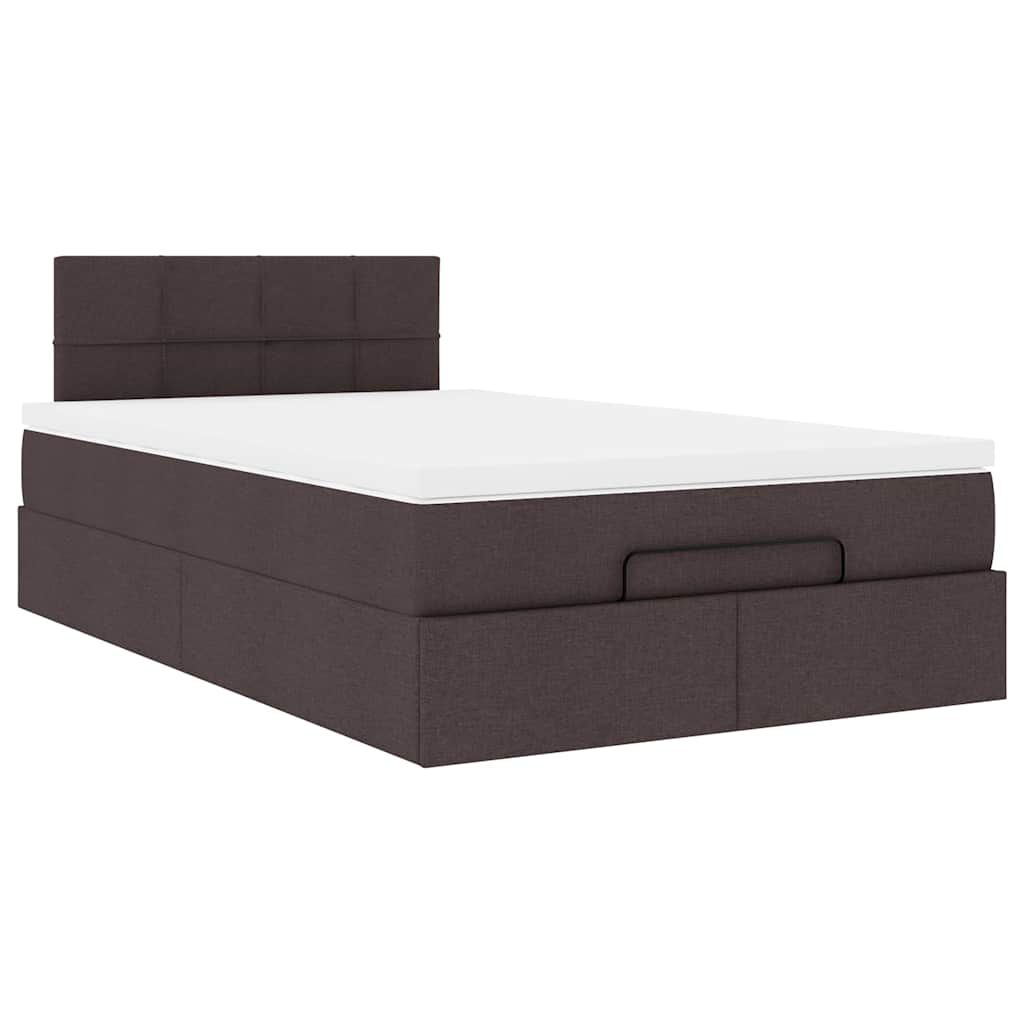 vidaXL Ottoman Κρεβάτι με Στρώμα Σκούρο Καφέ 120x200cm Ύφασμα