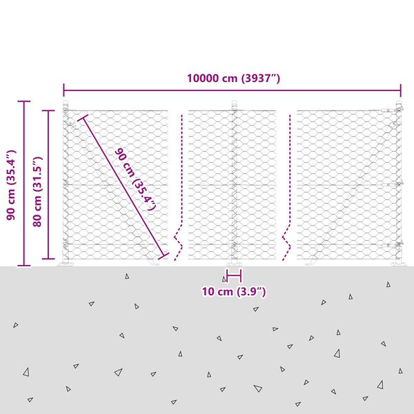 vidaXL Εξαγωνικός Φράκτης 0.8x100 μ Γαλβανισμένος Χάλυβας