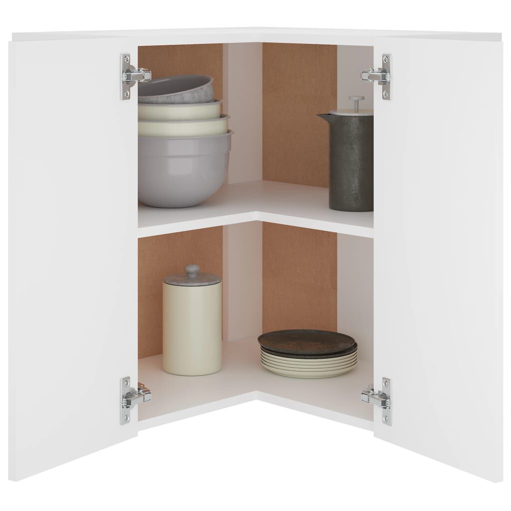 vidaXL Ντουλάπι Γωνία Κρεμαστό Lyon Λευκό 57x57x60 εκ. από Επεξ. Ξύλο