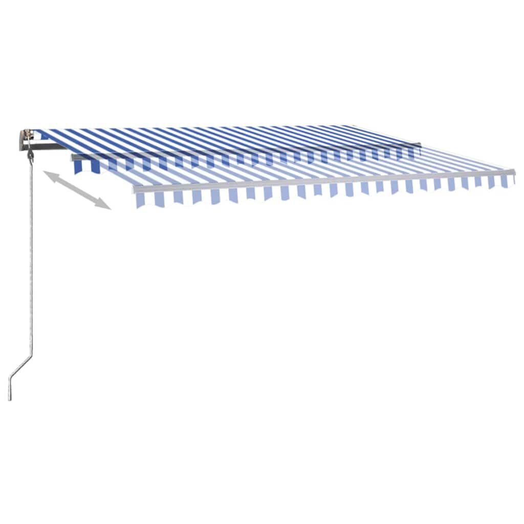 vidaXL Τέντα Συρόμενη Χειροκίνητη με LED Μπλε / Λευκό 400 x 300 εκ.