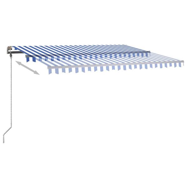 vidaXL Τέντα Συρόμενη Χειροκίνητη με LED Μπλε / Λευκό 400 x 300 εκ.