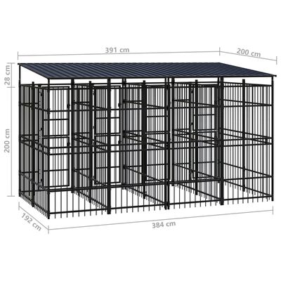 vidaXL Κλουβί Σκύλου Εξωτερικού Χώρου με Οροφή 7,37 μ² από Ατσάλι
