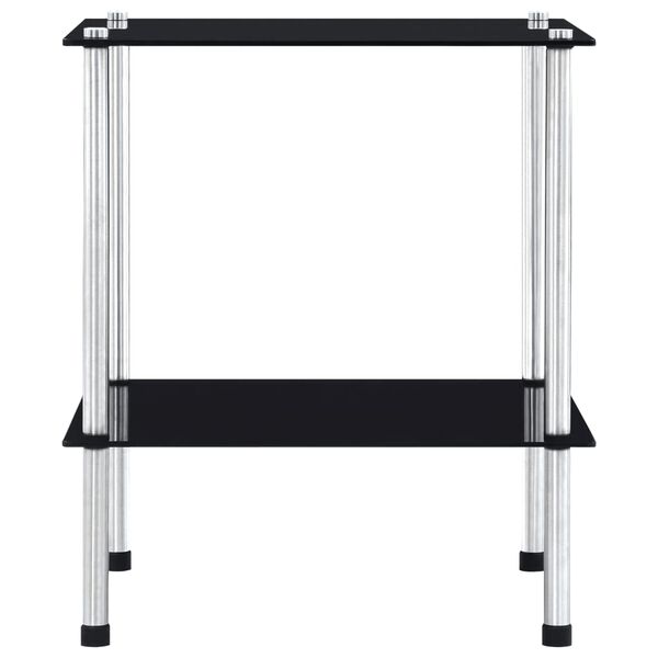 vidaXL Ραφιέρα 2 Επιπέδων Μαύρη 40 x 40 x 47 εκ. από Ψημένο Γυαλί