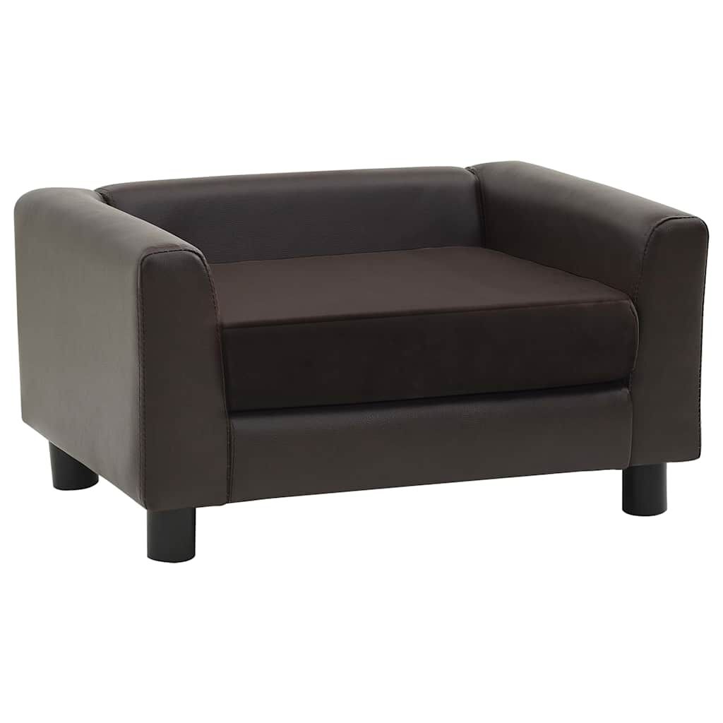 vidaXL Καναπές-Κρεβάτι Σκύλου Καφέ 60x43x30 εκ. Βελουτέ/Συνθετ. Δέρμα