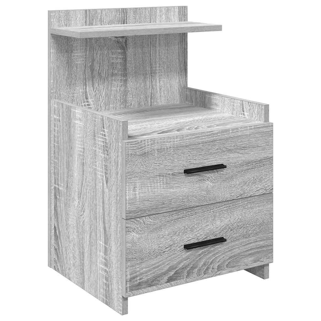 vidaXL Κομοδίνο με 2 Συρτάρια Γκρι Sonoma 40x36,5x62 εκ.