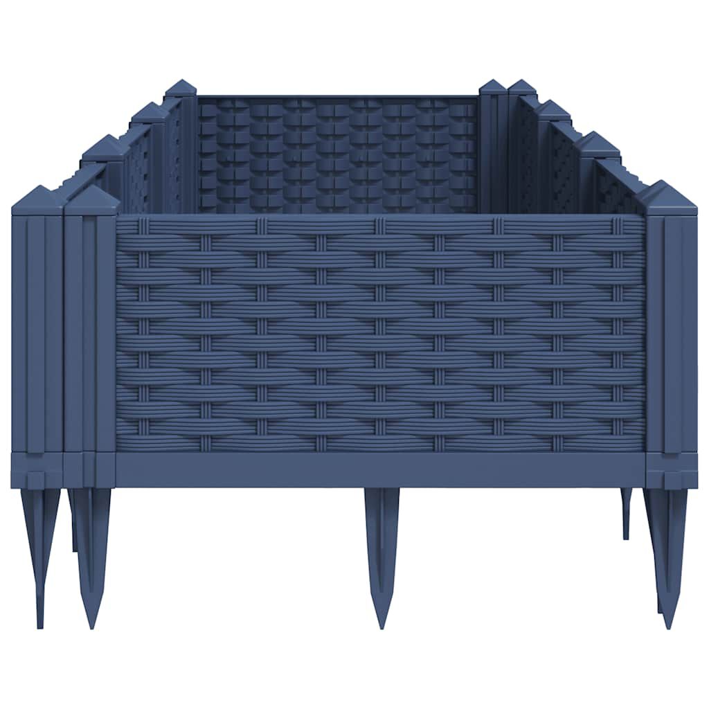 vidaXL Ζαρντινιέρα με Πασσάλους Μπλε Γκρι 125x40x28,5 εκ. Πολυπροπυλένιο