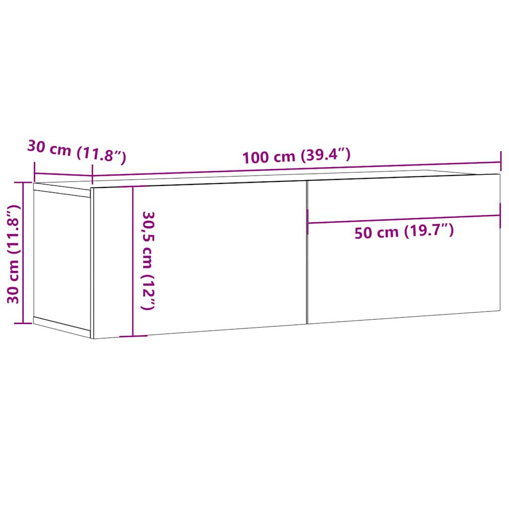 vidaXL Έπιπλο Τηλεόρασης Λευκό 100 x 30 x 30 εκ. από Επεξ. Ξύλο