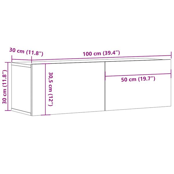 vidaXL Έπιπλο Τηλεόρασης Λευκό 100 x 30 x 30 εκ. από Επεξ. Ξύλο