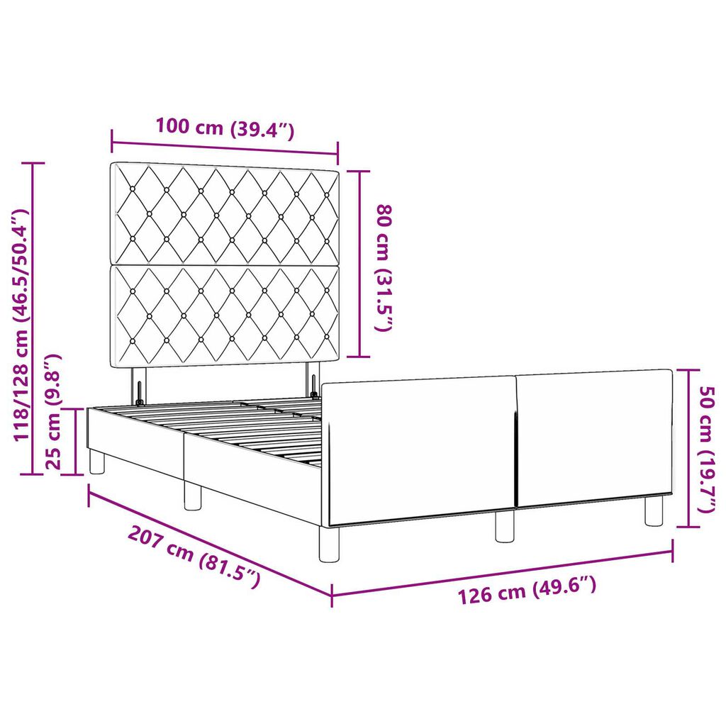 vidaXL Κρεβάτι Ροζ 120x190 εκ. Βελούδο