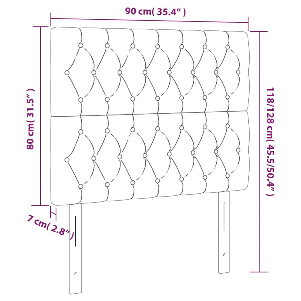 vidaXL Κεφαλάρια Κρεβατιού 2 τεμ. Μαύρο 90x7x78/88 εκ. Βελούδινο