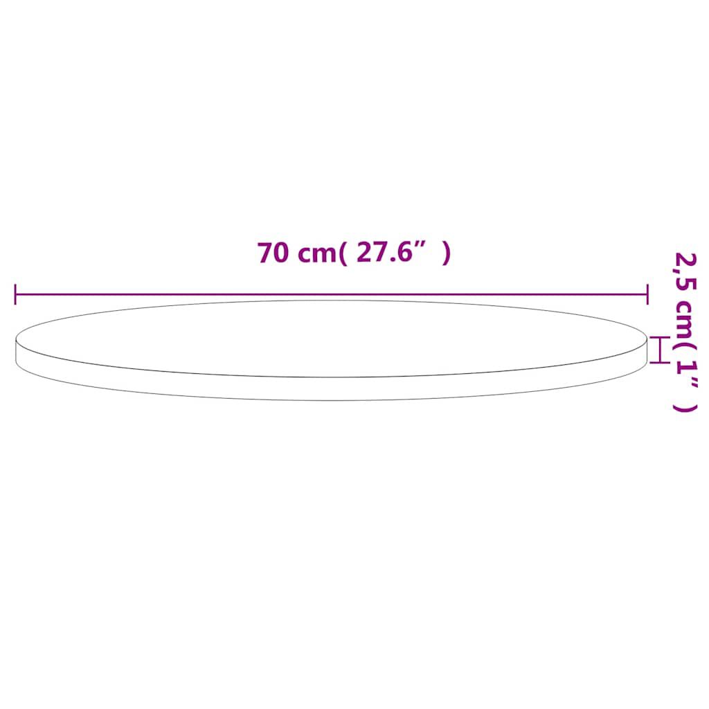 vidaXL Επιφάνεια Τραπεζιού Στρογγυλή Ø70x2,5 εκ. Μασίφ Ξύλο Οξιάς