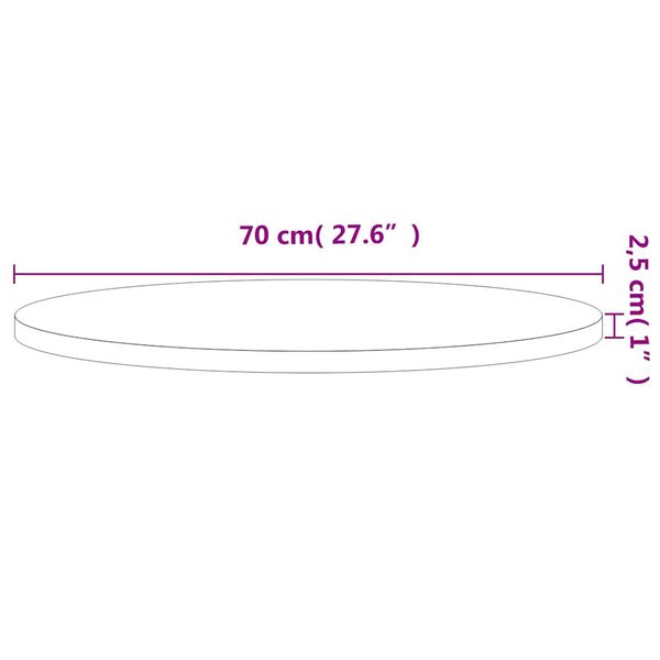 vidaXL Επιφάνεια Τραπεζιού Στρογγυλή Ø70x2,5 εκ. Μασίφ Ξύλο Οξιάς