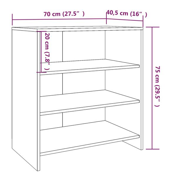 vidaXL Μπουφές Λευκός 70 x 40,5 x 75 εκ. από Μοριοσανίδα