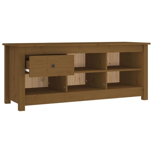 vidaXL Παπουτσοθήκη Μελί 110x38x45,5 εκ. από Μασίφ Ξύλο Πεύκου
