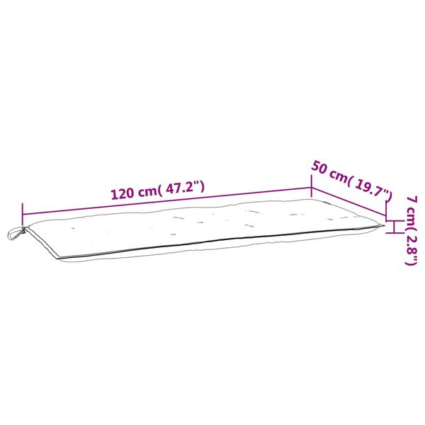 vidaXL Μαξιλάρια Πάγκου Κήπου 2 τεμ. Πράσινο 120x50x7cm Ύφασμα Oxford