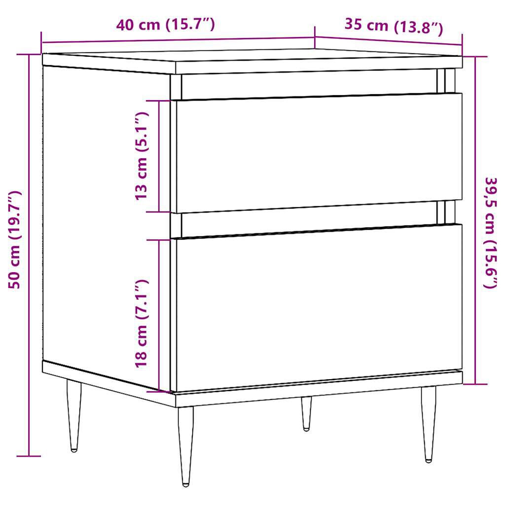 vidaXL Κομοδίνο Παλιό ξύλο 40 x 35 x 50 εκ. από Επεξεργασμένο Ξύλο