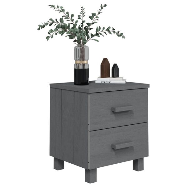 vidaXL Κομοδίνο HAMAR 2 Τεμ. Σκ. Γκρι 40x35x44,5εκ. Μασίφ Ξύλο Πεύκου
