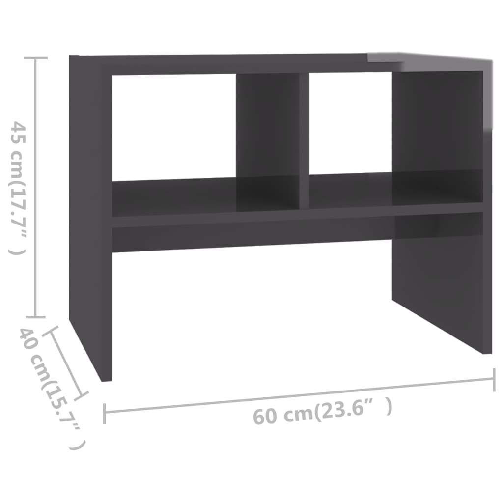 vidaXL Τραπέζι Βοηθητικό Γυαλιστερό Γκρι 60 x 40 x 45 εκ. Επεξ. Ξύλο
