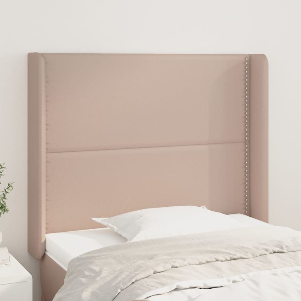 vidaXL Κεφαλάρι με Πτερύγια Καπουτσίνο 93x16x118/128 εκ. Συνθ. Δέρμα