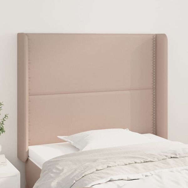 vidaXL Κεφαλάρι με Πτερύγια Καπουτσίνο 93x16x118/128 εκ. Συνθ. Δέρμα