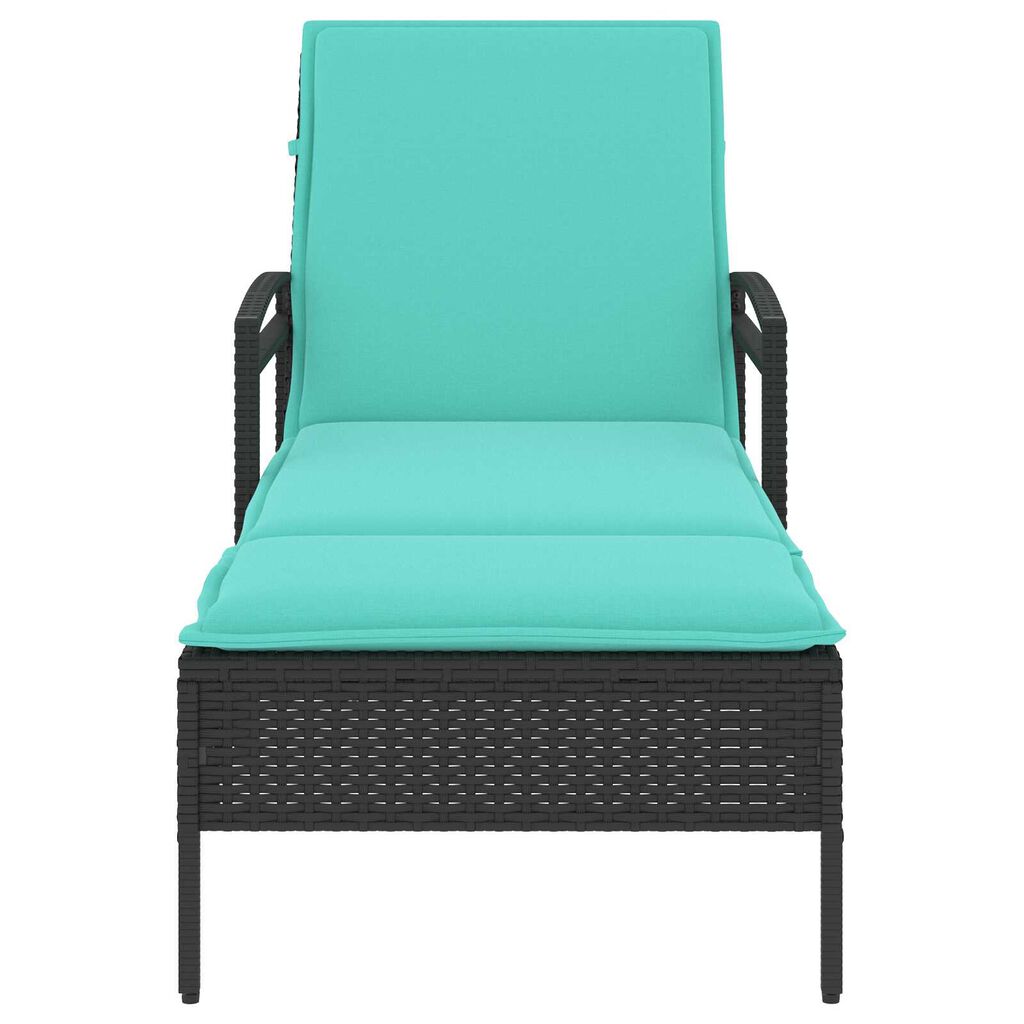 vidaXL Ξαπλώστρα με Μαξιλάρι Μαύρη 63x200x81 εκ. από Συνθετικό Ρατάν (μόνο για τις ΗΠΑ)
