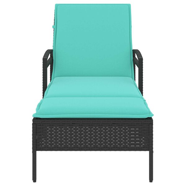 vidaXL Ξαπλώστρα με Μαξιλάρι Μαύρη 63x200x81 εκ. από Συνθετικό Ρατάν (μόνο για τις ΗΠΑ)