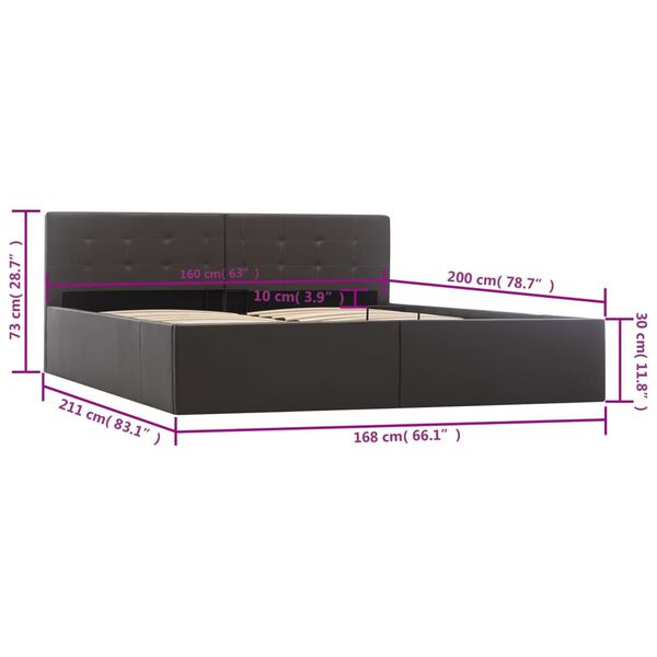 vidaXL Πλαίσιο Κρεβατιού με Αποθηκ. Χώρο Γκρι 160x200 εκ. Συνθ. Δέρμα