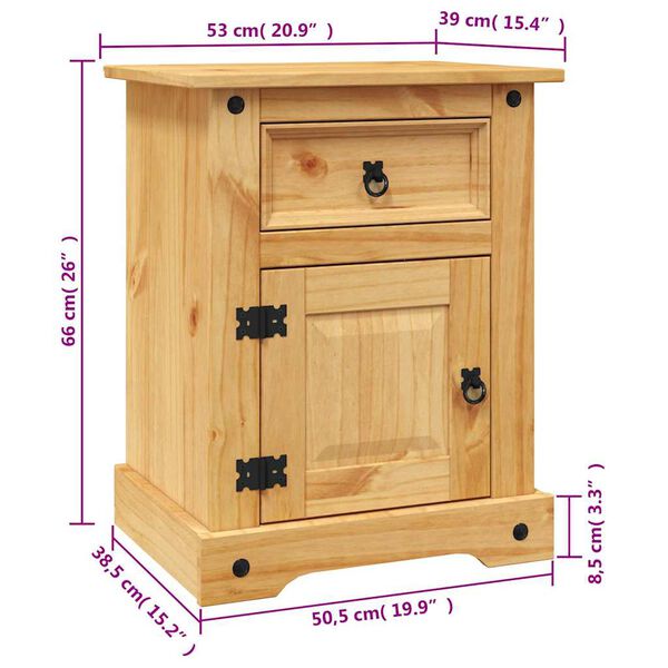vidaXL Κομοδίνο Μεξικάνικο Στιλ Corona 53 x 39 x 66 εκ. Ξύλο Πεύκου